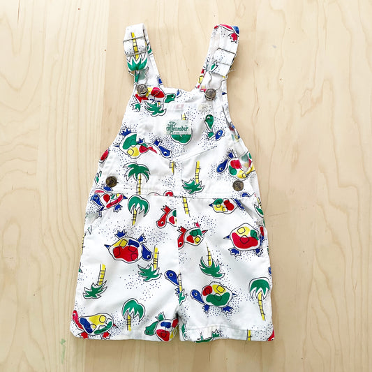 Vintage Cutecumber Beach Turtle Shortalls - Yellow Clover Vintage Kids Clothes