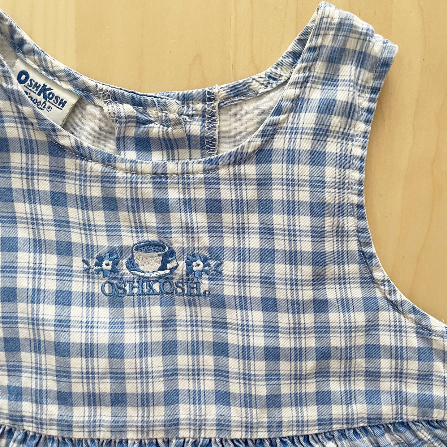 OshKosh Teacup Plaid Tie Back Dress - Yellow Clover Vintage Kids Clothes