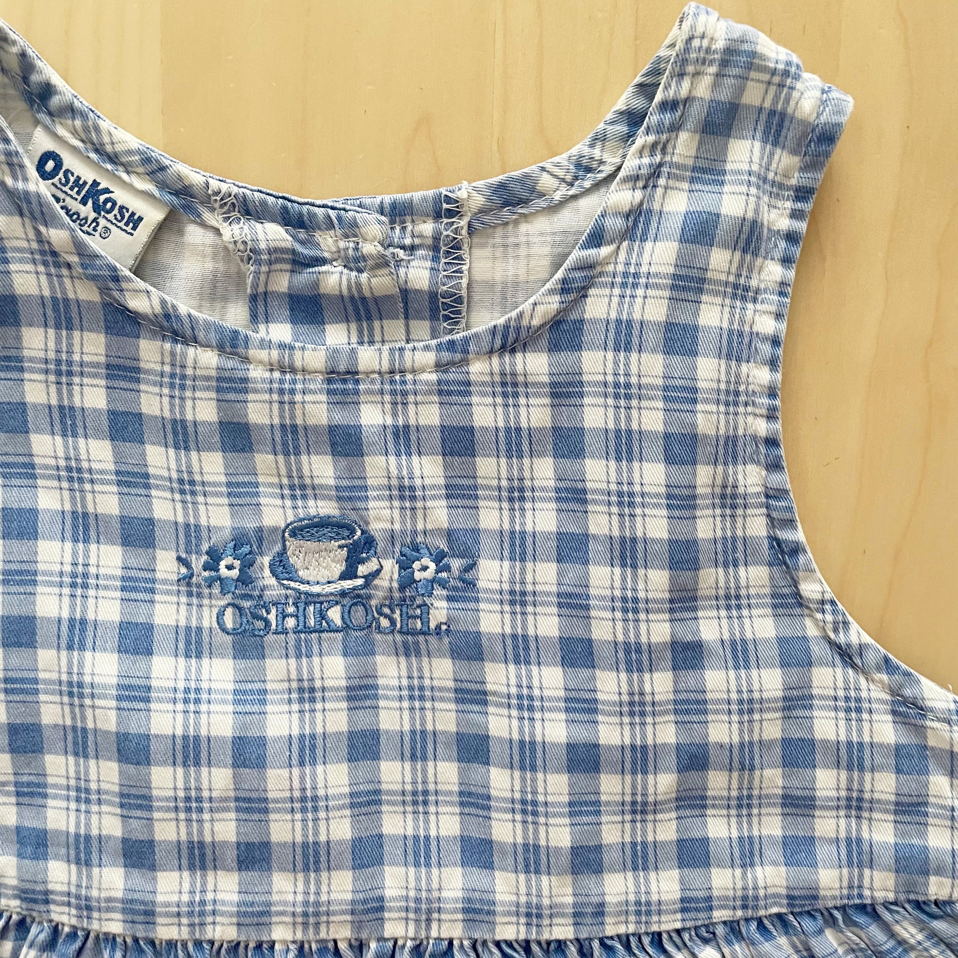 OshKosh Teacup Plaid Tie Back Dress - Yellow Clover Vintage Kids Clothes