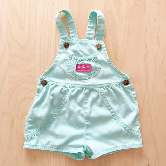 OshKosh Mint Green Shortalls - Yellow Clover Vintage Kids Clothes