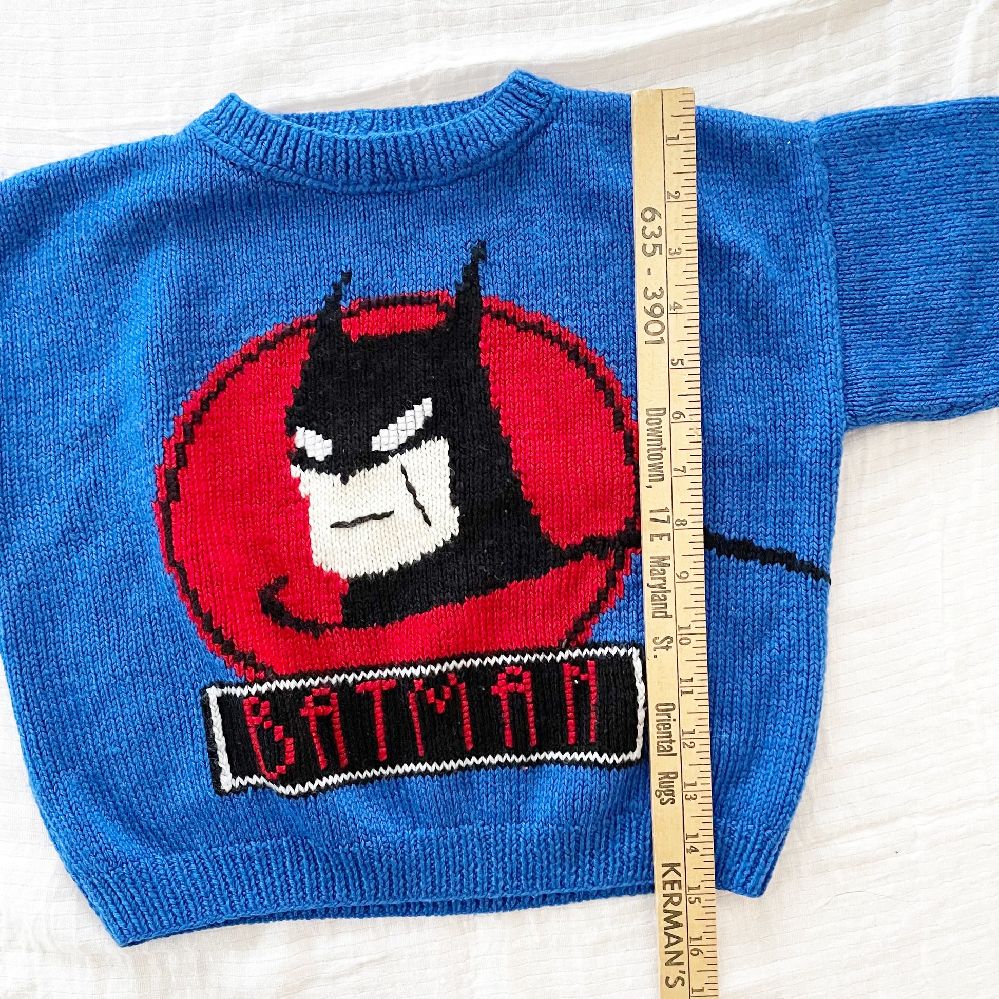 Handknit Batman Sweater - Yellow Clover Vintage Kids Clothes