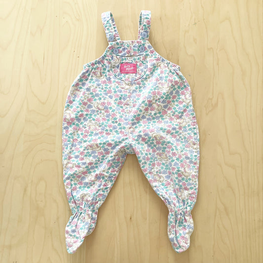 Vintage Baby B’gosh Kitty + Leaves Footed Overalls - Yellow Clover Vintage Kids Clothes