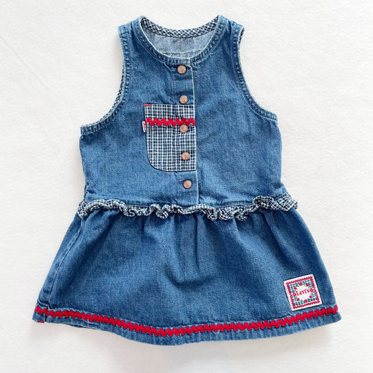Levi’s Red Ricrac Denim Dress • 4T - Yellow Clover Vintage Kids Clothes
