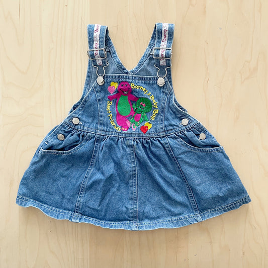 Barney and Baby Bop Denim Skirtall - Yellow Clover Vintage Kids Clothes