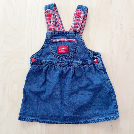 Vintage OshKosh Heart Woven Plaid Bow Back Skirtall - Yellow Clover Vintage Kids Clothes