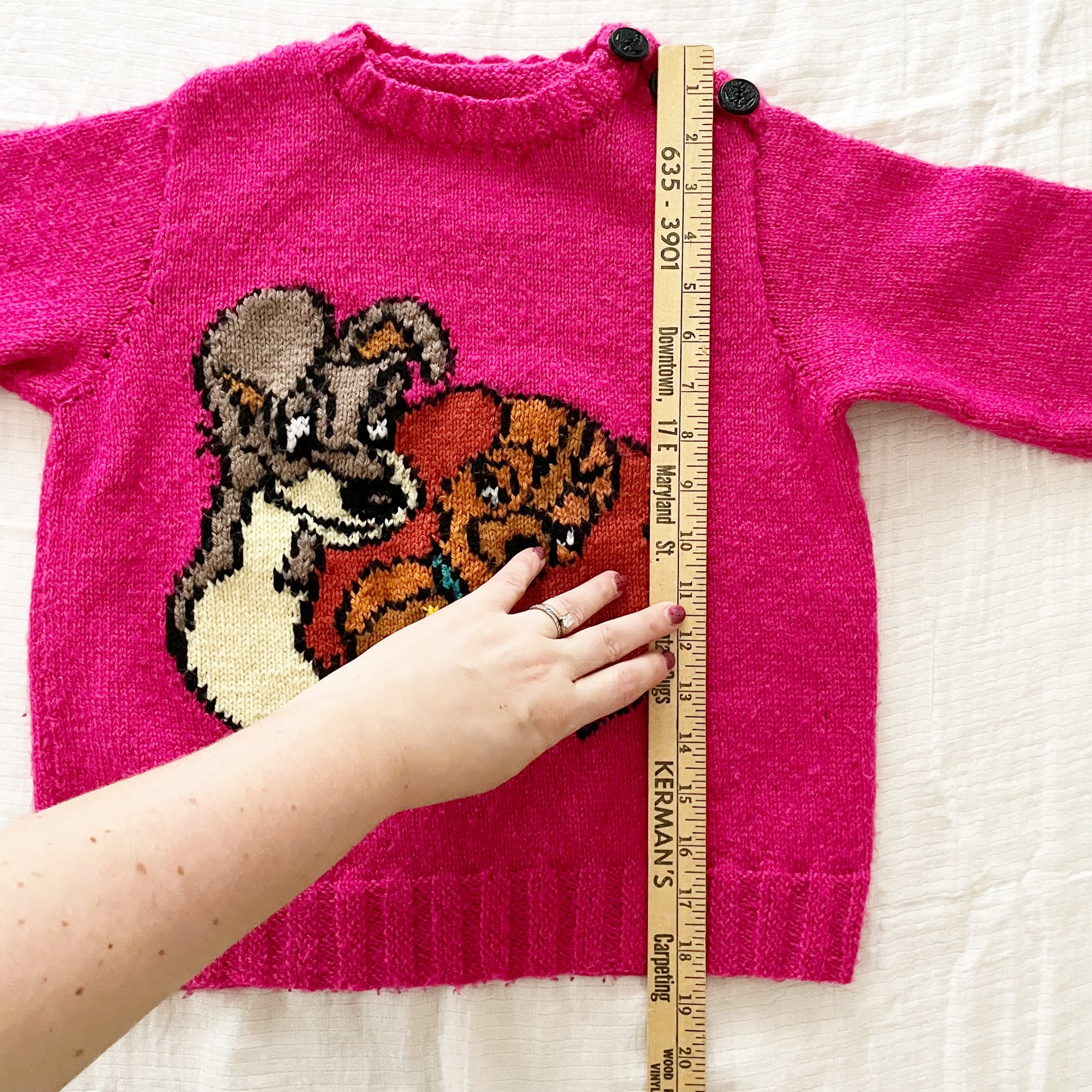 Handknit Lady and the Tramp Sweater - Yellow Clover Vintage Kids Clothes