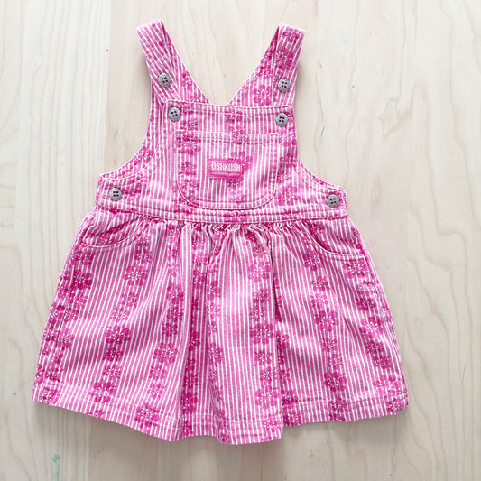 Retro OshKosh Floral Stripe Skirtall - Yellow Clover Vintage Kids Clothes