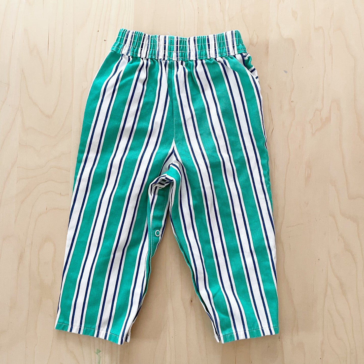 Vintage Baby B’gosh Green Wide Stripe Sailor Dog Pants