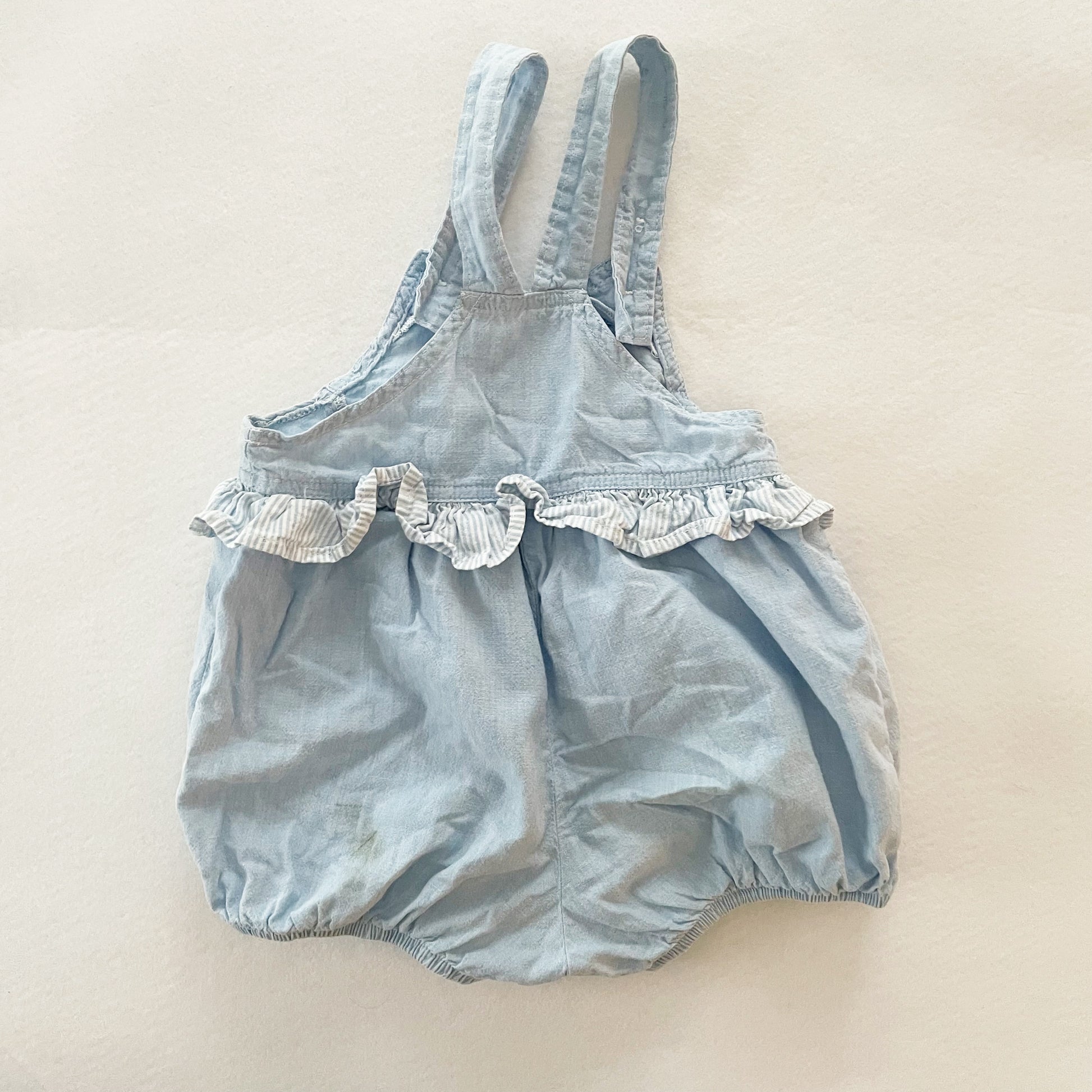 Baby B’gosh Embroidered Light Chambray Bubble Romper - Yellow Clover Vintage Kids Clothes