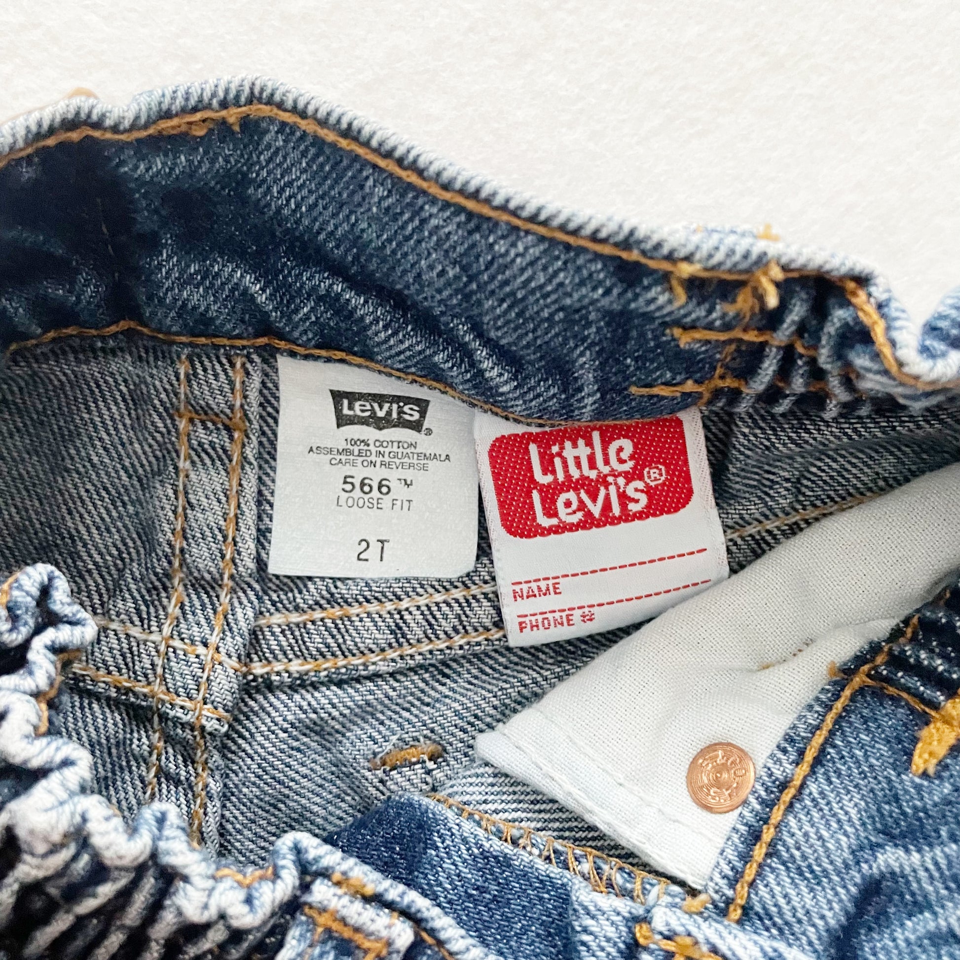 Levi’s Dark Wash White Tab Shorts - Yellow Clover Vintage Kids Clothes