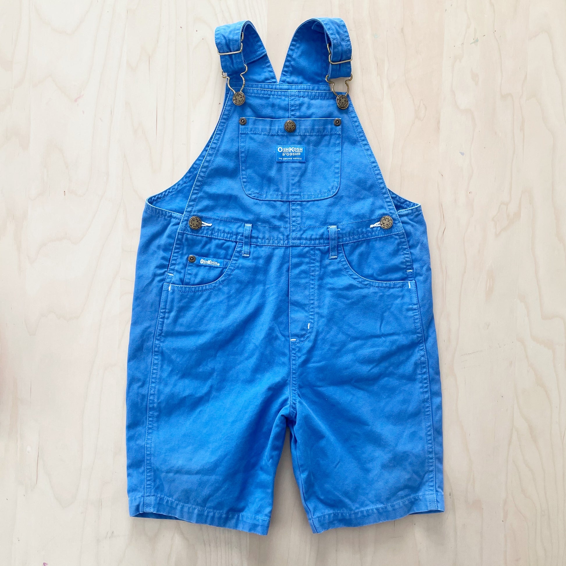 OshKosh Sky Blue Baggy Shortalls - Yellow Clover Vintage Kids Clothes