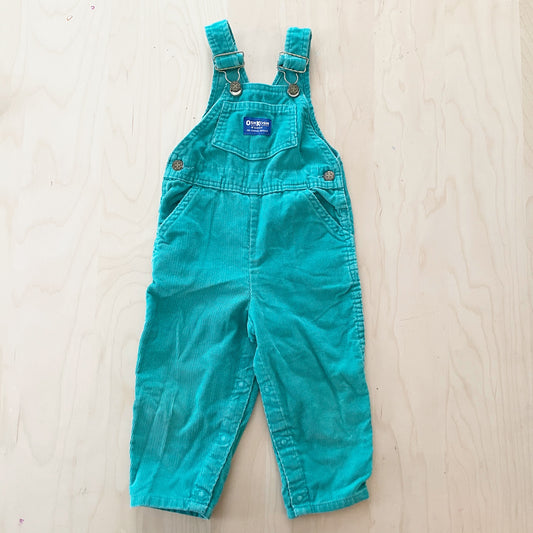 OshKosh Teal Cord Overalls - Yellow Clover Vintage Kids Clothes