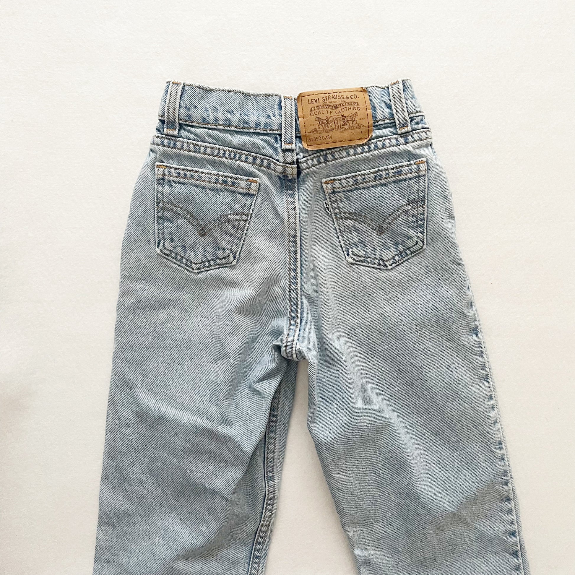 Levi’s Light Wash White Tab Jeans - Yellow Clover Vintage Kids Clothes