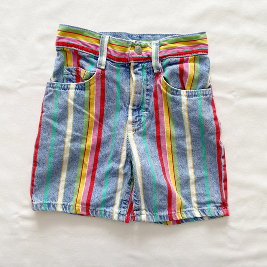 Lee Rainbow Stripe Denim Shorts • 7y - Yellow Clover Vintage Kids Clothes