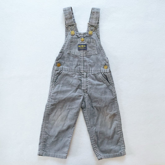 OshKosh Gray Fine Cord Overalls - Yellow Clover Vintage Kids Clothes