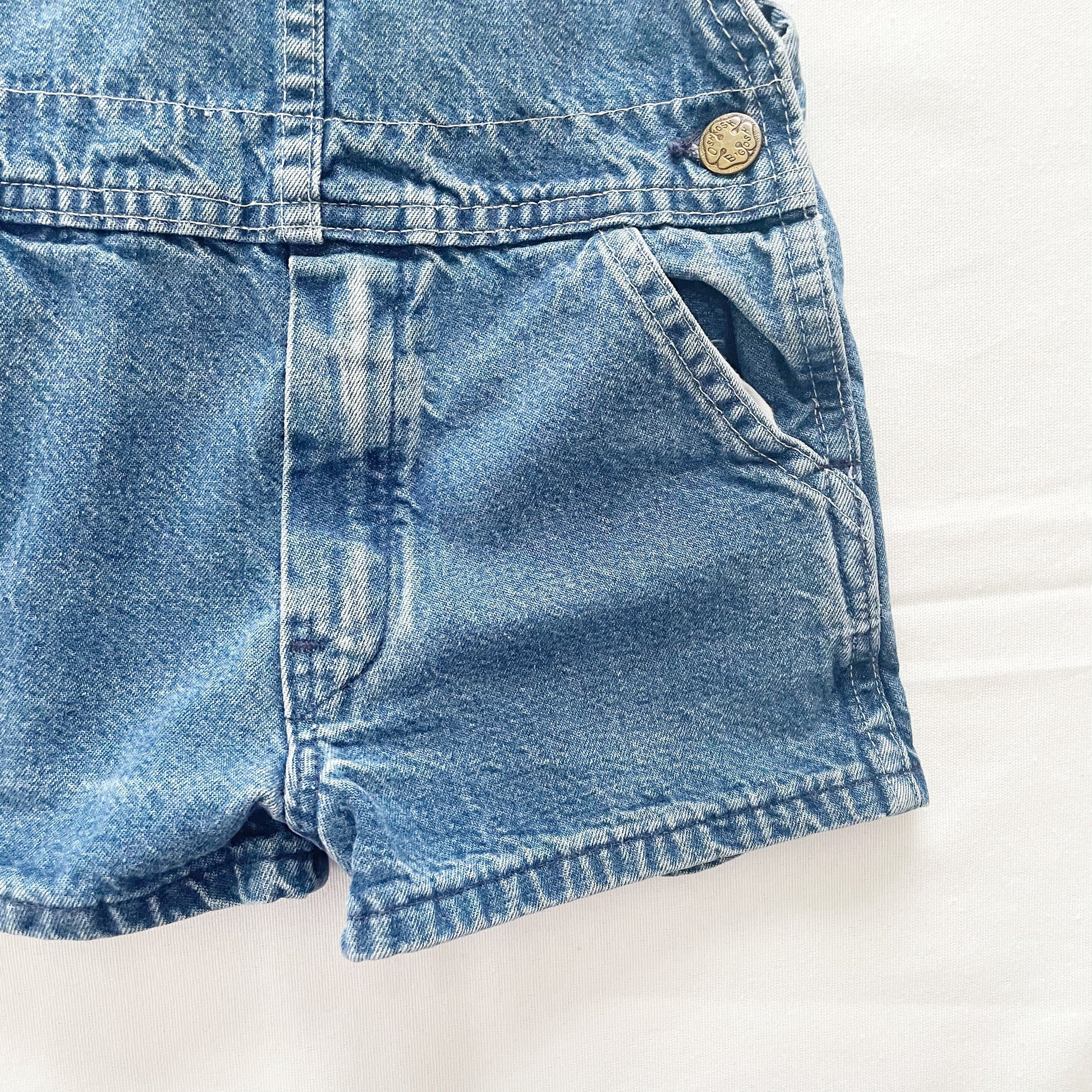 OshKosh Classic Cut Denim Shortalls - Yellow Clover Vintage Kids Clothes