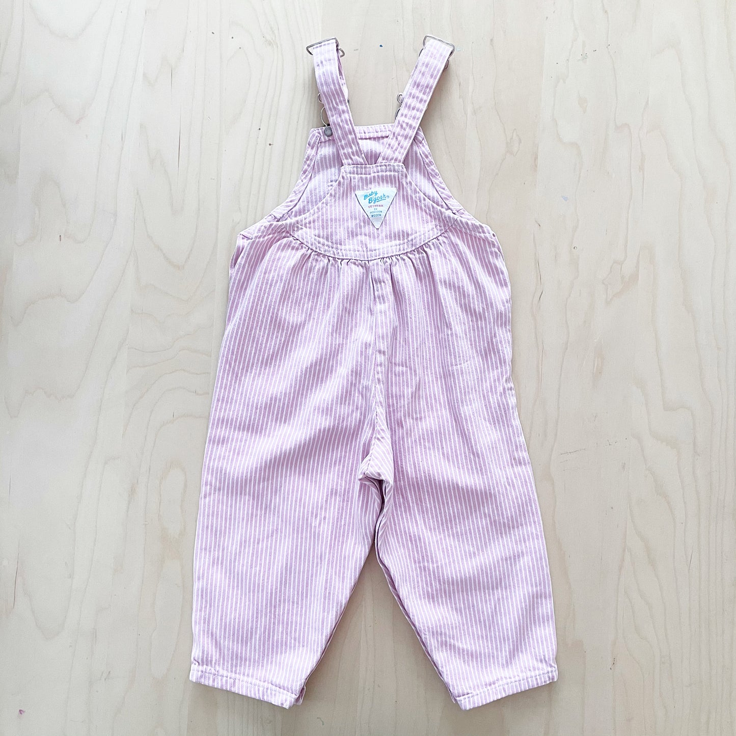 OshKosh Scoop Cut Pink Engineer Stripe Overalls