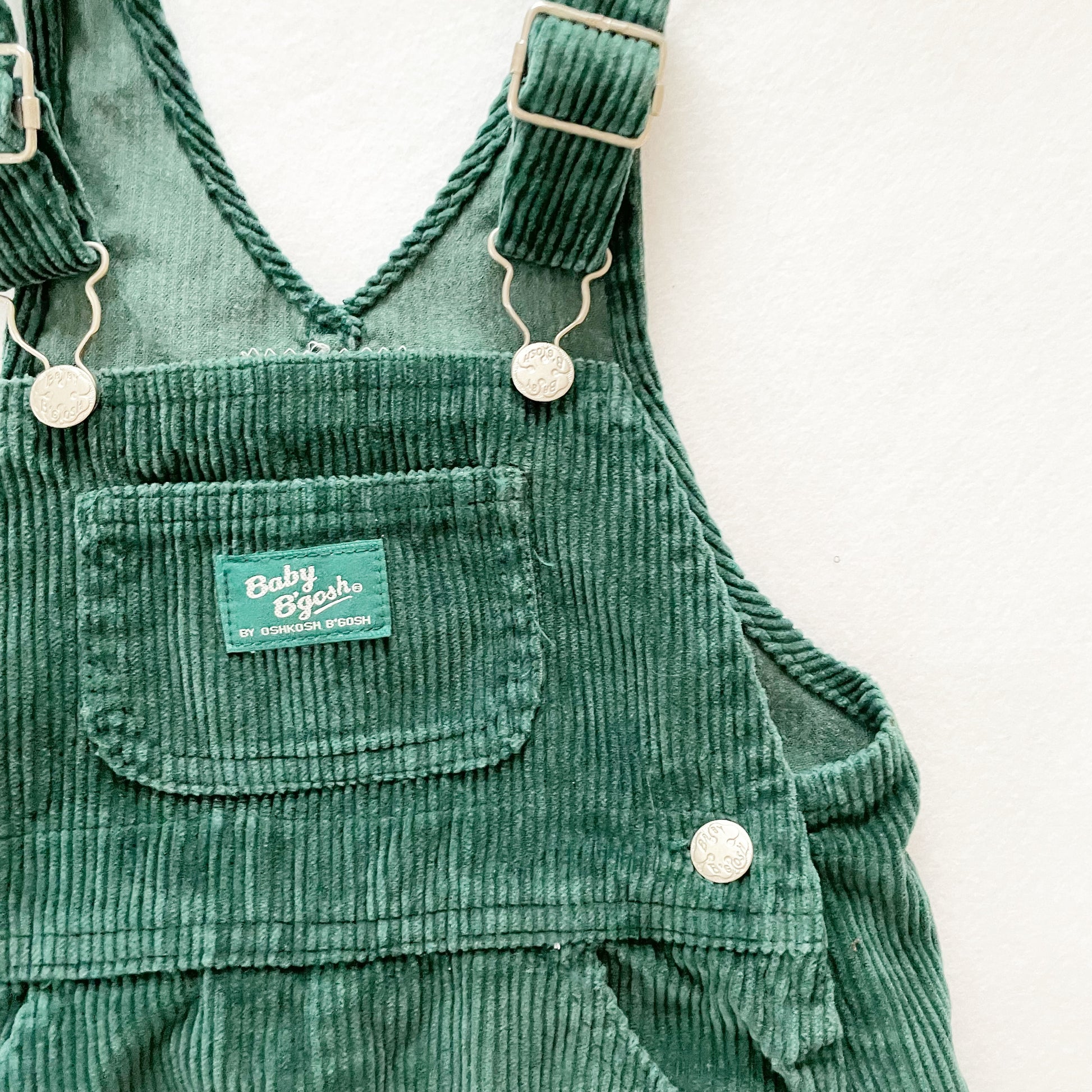 Baby B’gosh Forest Green Cord Overalls - Yellow Clover Vintage Kids Clothes