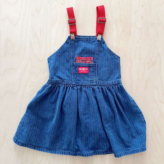 OshKosh Denim School Kitten Suspender Dress - Yellow Clover Vintage Kids Clothes