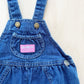 Vintage OshKosh Darker Wash Denim Bubble Overalls - Yellow Clover Vintage Kids Clothes