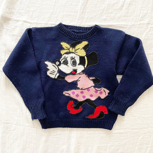 Vintage Handknit Minnie Mouse Baby Sweater