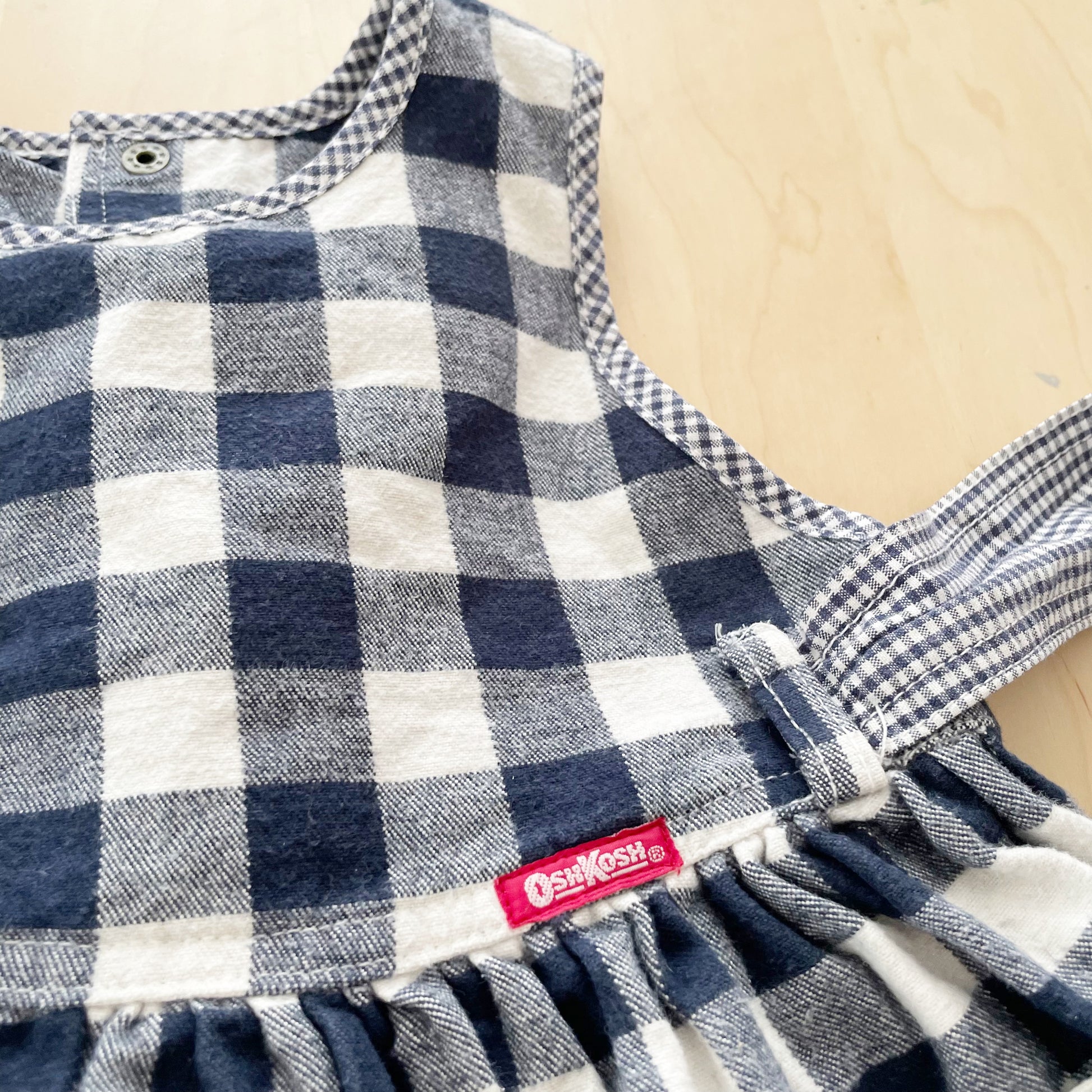 OshKosh Gingham Check Traditional Dress - Yellow Clover Vintage Kids Clothes