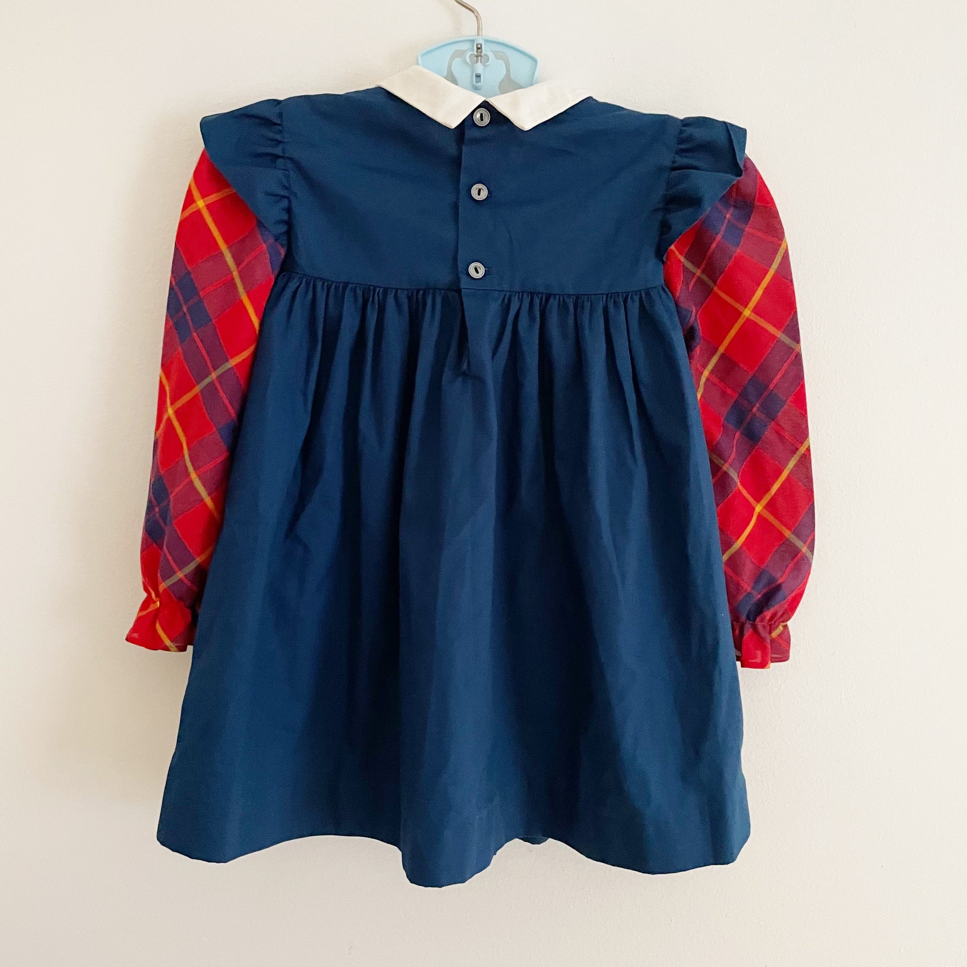 Polly Flinders (?) Smocked Plaid Dress - Yellow Clover Vintage Kids Clothes