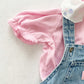 Baby B’gosh Light Wash Bubble Overalls - Yellow Clover Vintage Kids Clothes