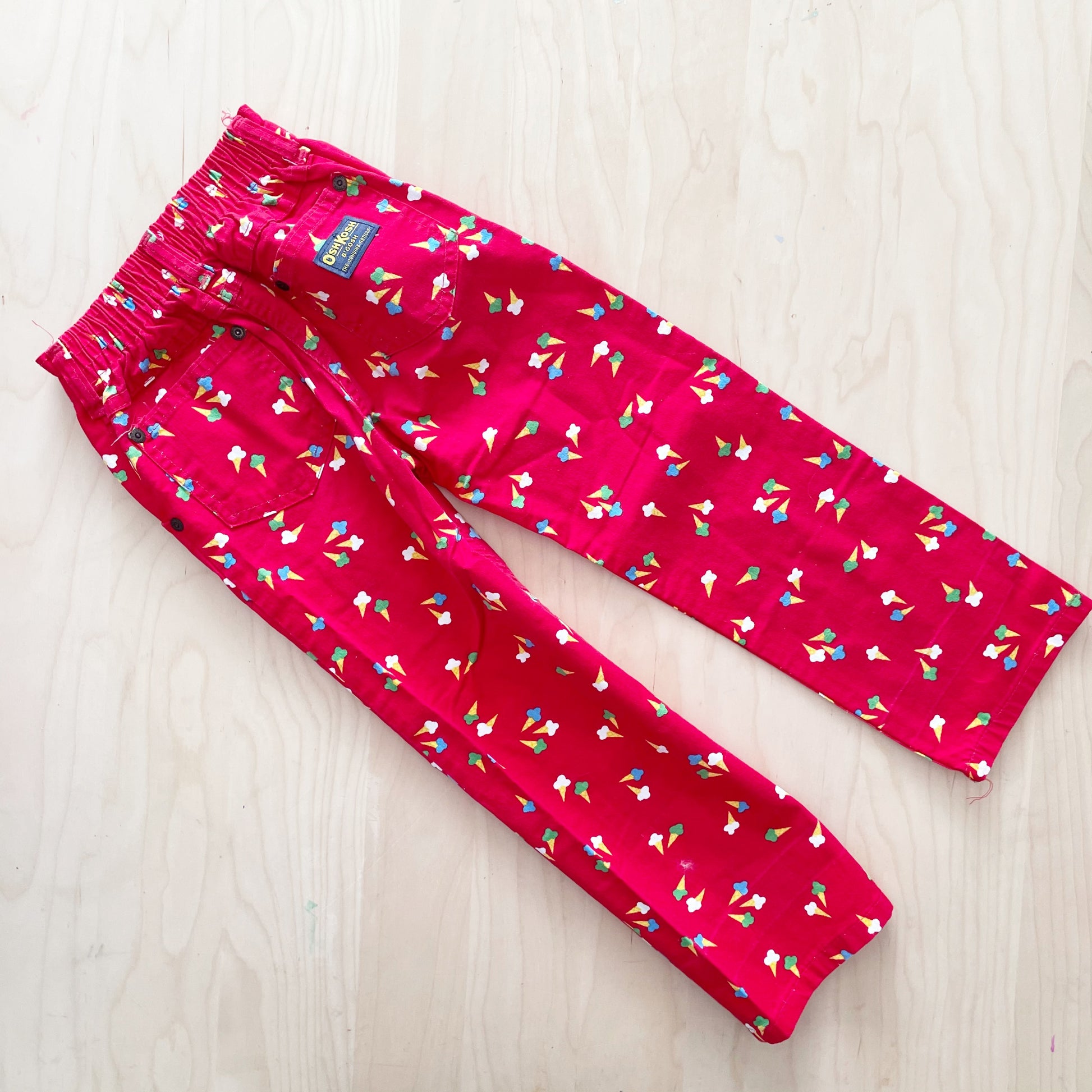 OshKosh Ice Cream Cone Print Pants - Yellow Clover Vintage Kids Clothes