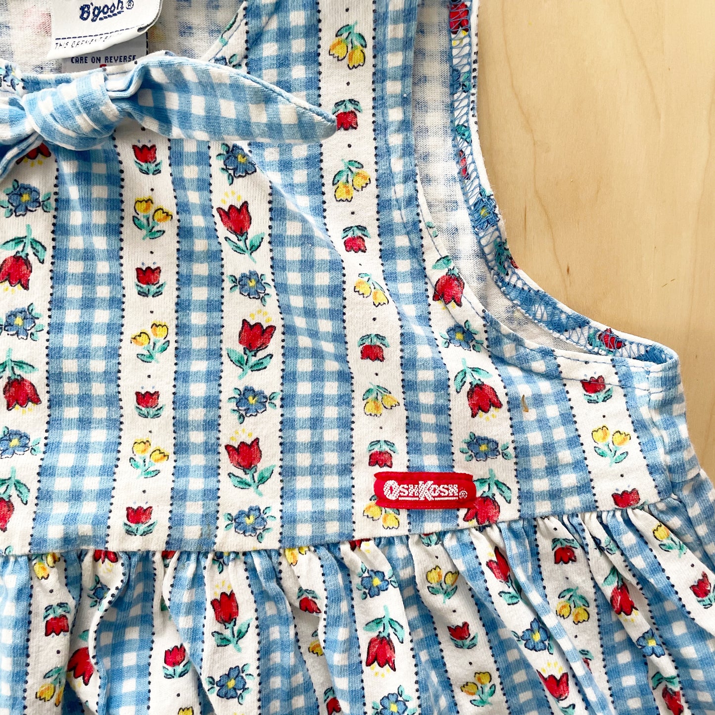 OshKosh Tulip Checkered Stripe Dress - Yellow Clover Vintage Kids Clothes
