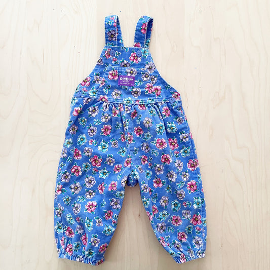 OshKosh Periwinkle Floral Cord Overalls