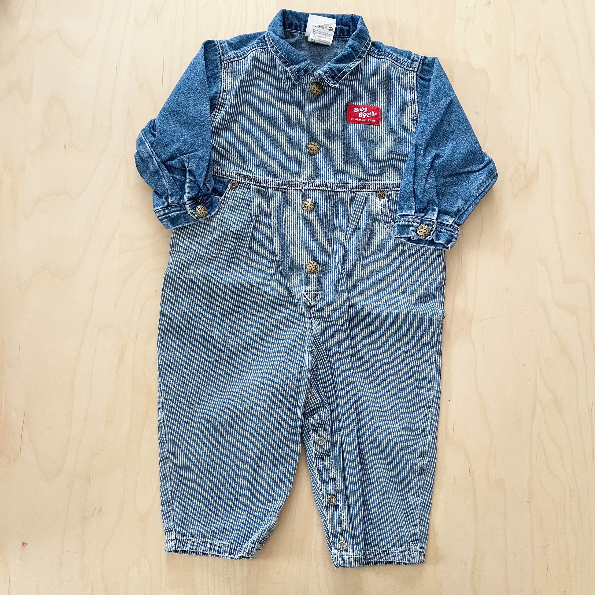 Vintage Baby B’gosh Authentic Denim Jumpsuit - Yellow Clover Vintage Kids Clothes