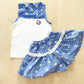 Vintage OshKosh Blue Floral Tank Set - Yellow Clover Vintage Kids Clothes