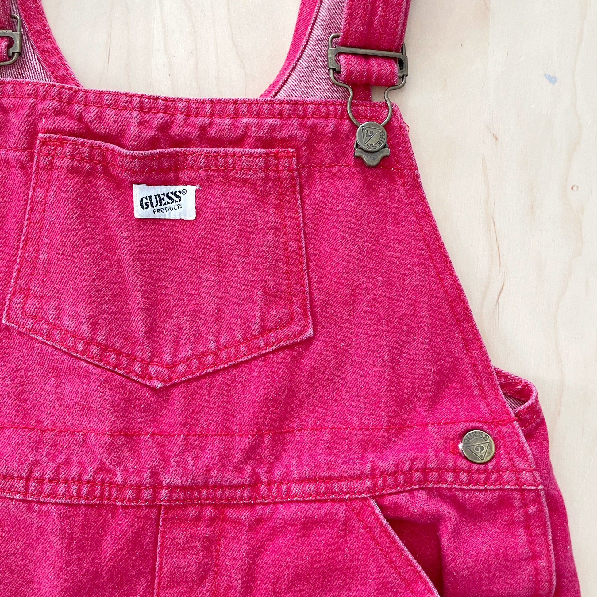 Vintage Guess Red Denim Shortalls - Yellow Clover Vintage Kids Clothes