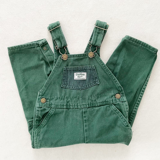 OshKosh Green Stripe Pocket Overalls - Yellow Clover Vintage Kids Clothes
