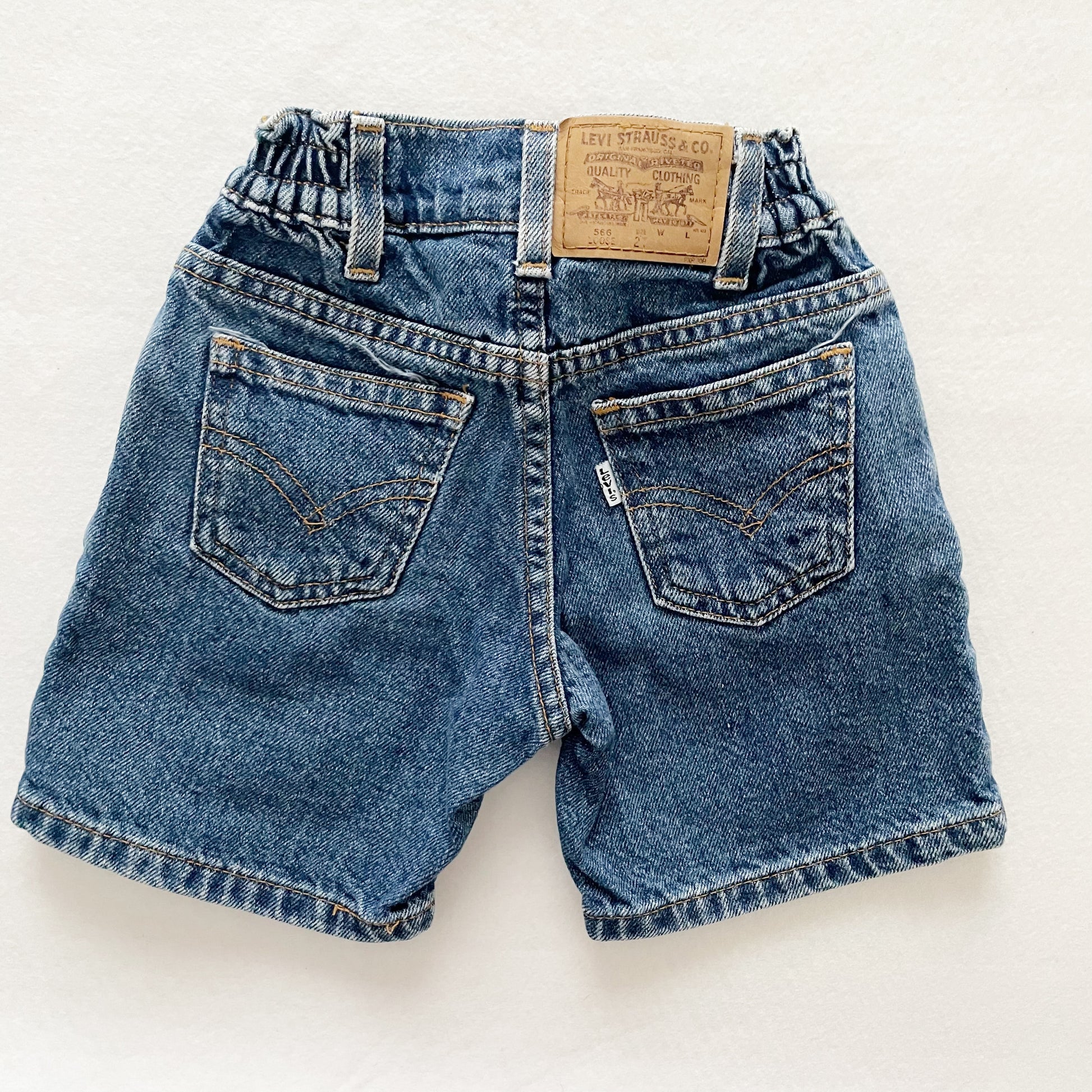 Levi’s Dark Wash White Tab Shorts - Yellow Clover Vintage Kids Clothes