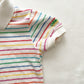 OshKosh Rainbow Stripe Polo - Yellow Clover Vintage Kids Clothes
