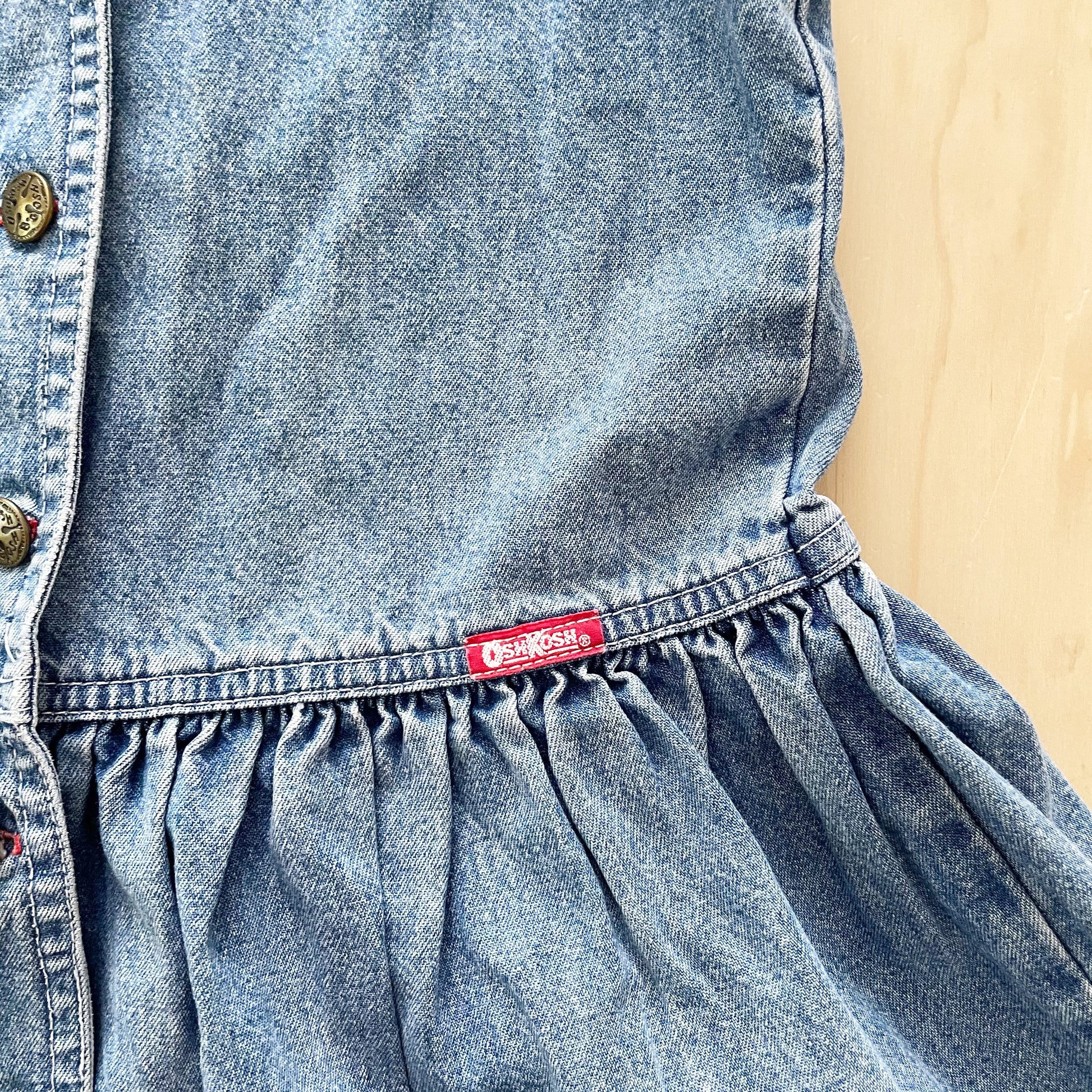 OshKosh Denim Button Front Dress - Yellow Clover Vintage Kids Clothes