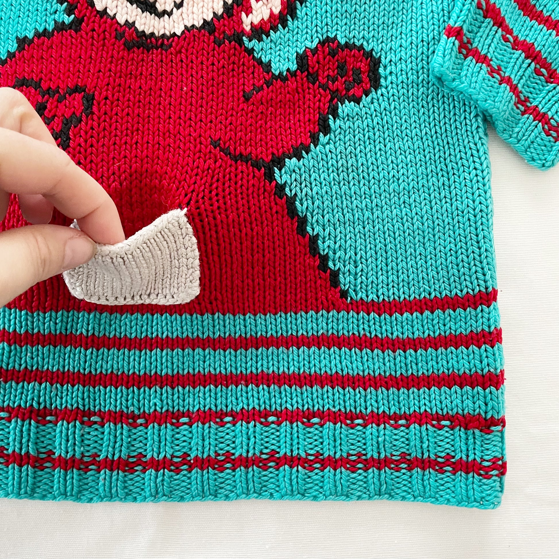 Handknit Po Teletubbies Sweater • 5T (?) - Yellow Clover Vintage Kids Clothes