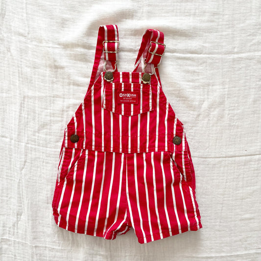 OshKosh Red Wide Striped Shortalls - Yellow Clover Vintage Kids Clothes