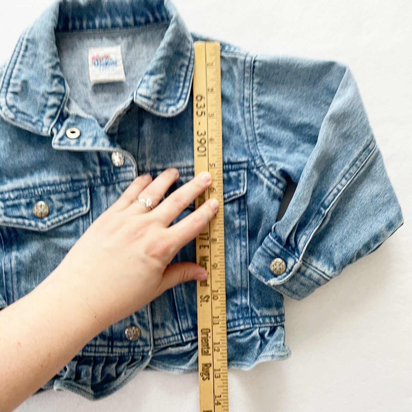 OshKosh Ruffle Denim Jacket - Yellow Clover Vintage Kids Clothes