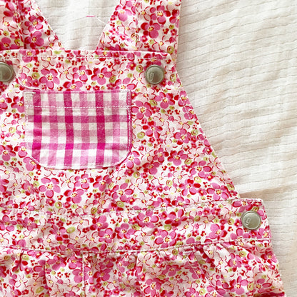 Gymboree Floral Gingham Shortalls - Yellow Clover Vintage Kids Clothes