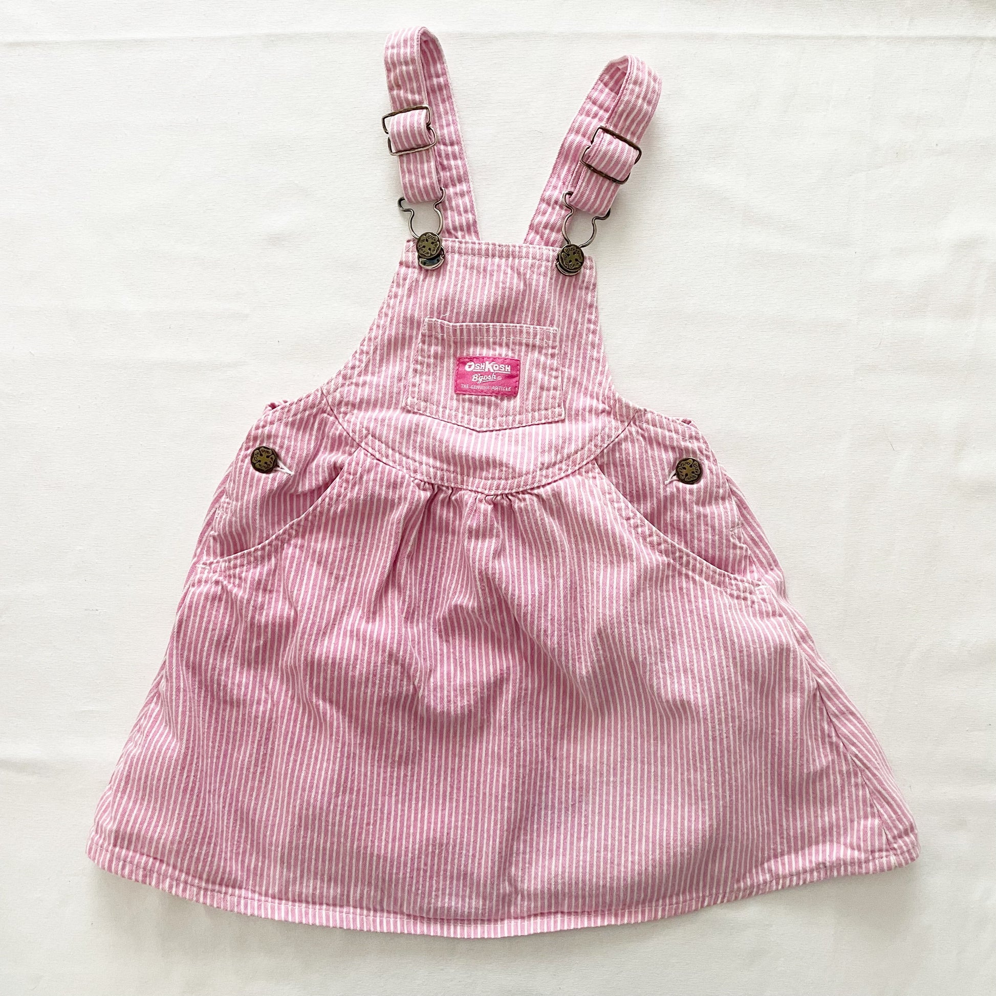OshKosh Pink Hickory Stripe Scoop Cut Skirtall - Yellow Clover Vintage Kids Clothes