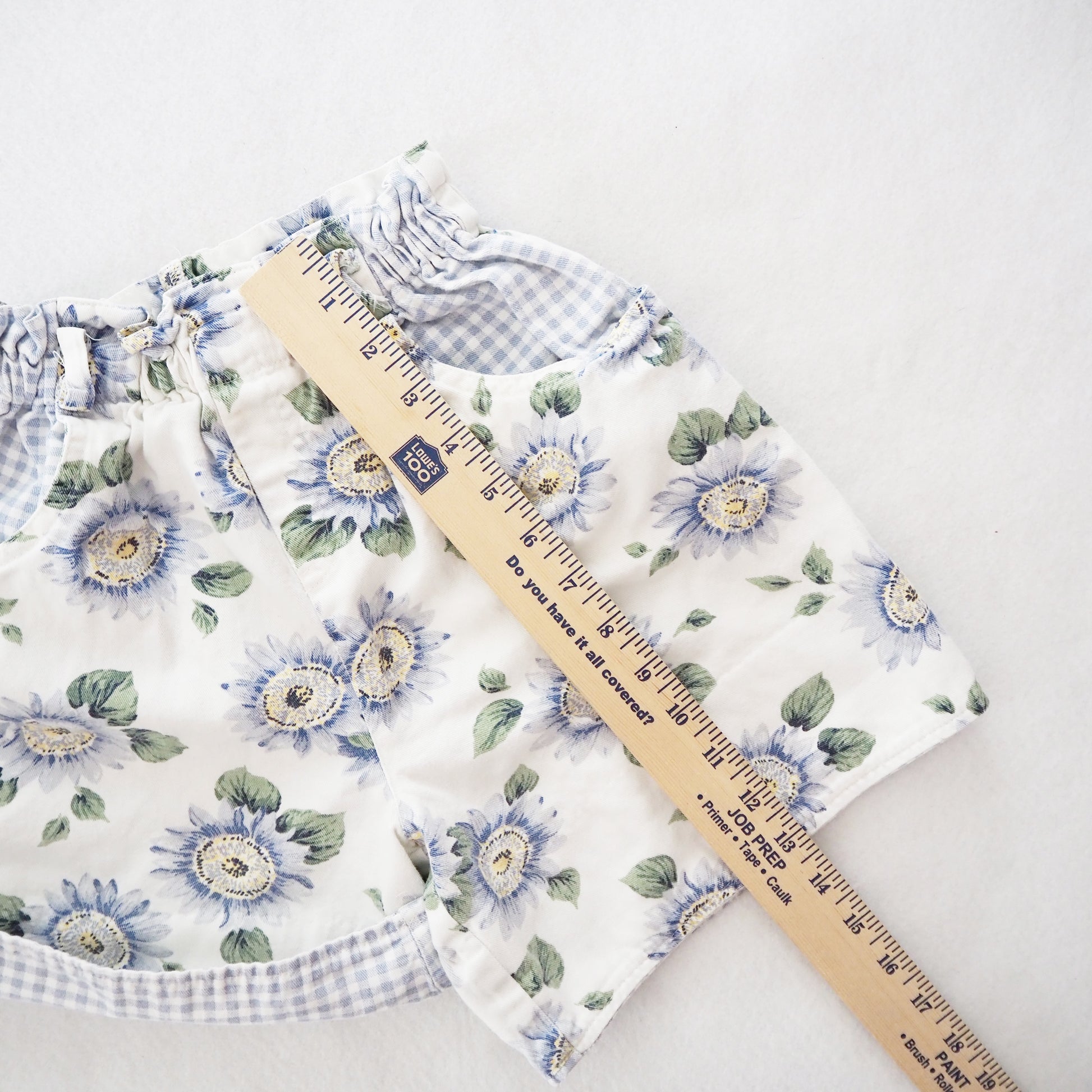 Floral Gingham Shorts - Yellow Clover Vintage Kids Clothes