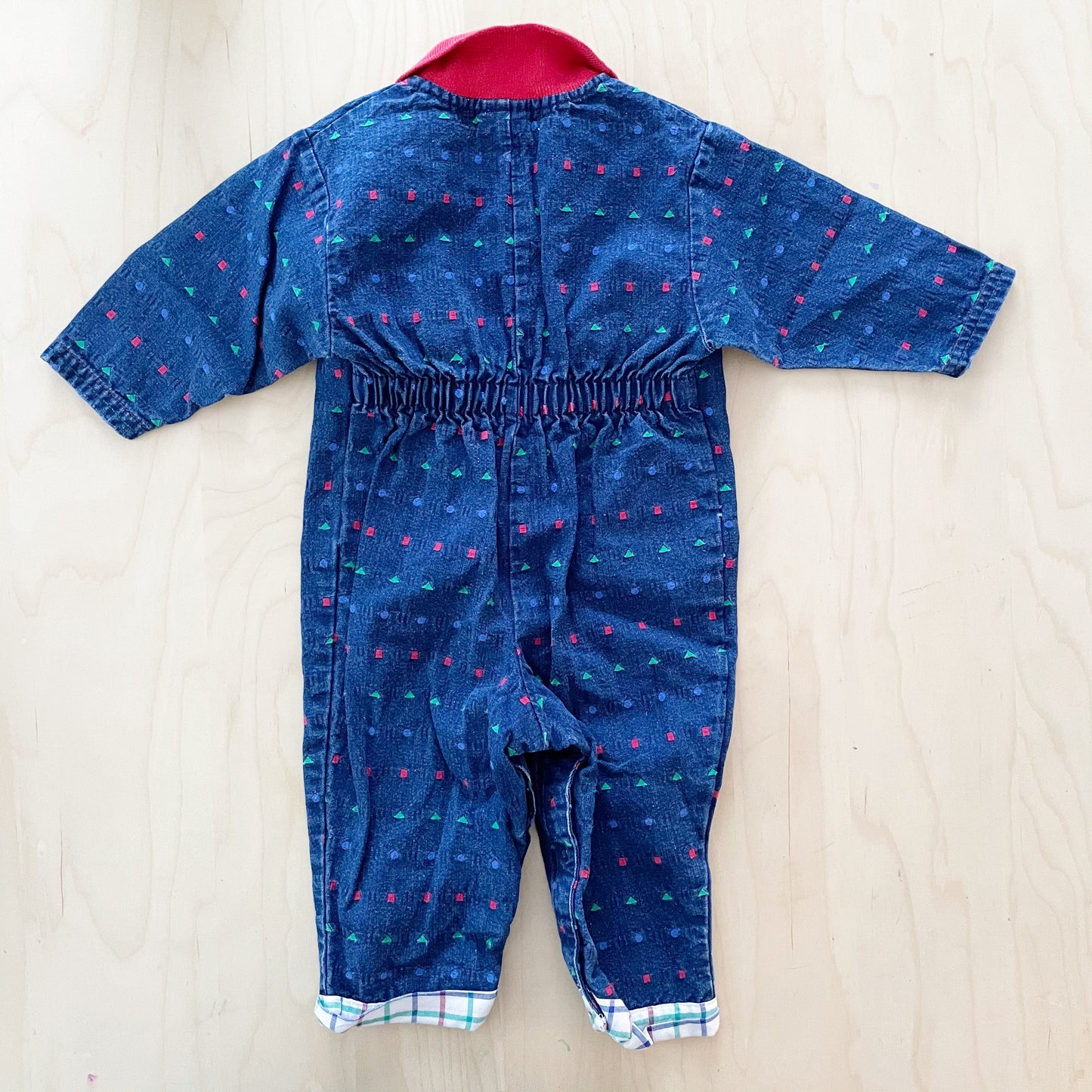 OshKosh Shape Woven Denim Jumpsuit - Yellow Clover Vintage Kids Clothes