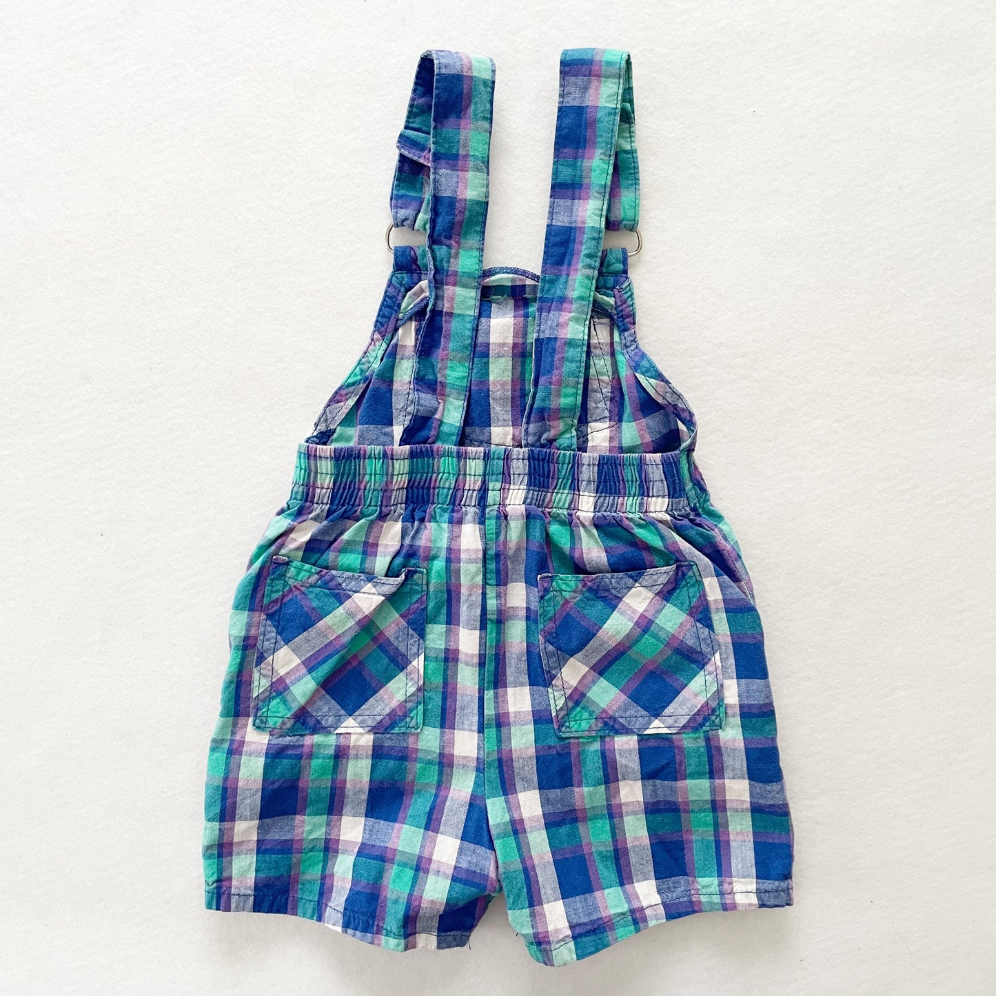 OshKosh Turquoise Plaid Shortalls