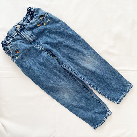 OshKosh Fruit Floral Embroidered Jeans - Yellow Clover Vintage Kids Clothes