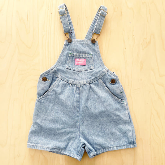 OshKosh Light Wash Denim Shortalls - Yellow Clover Vintage Kids Clothes