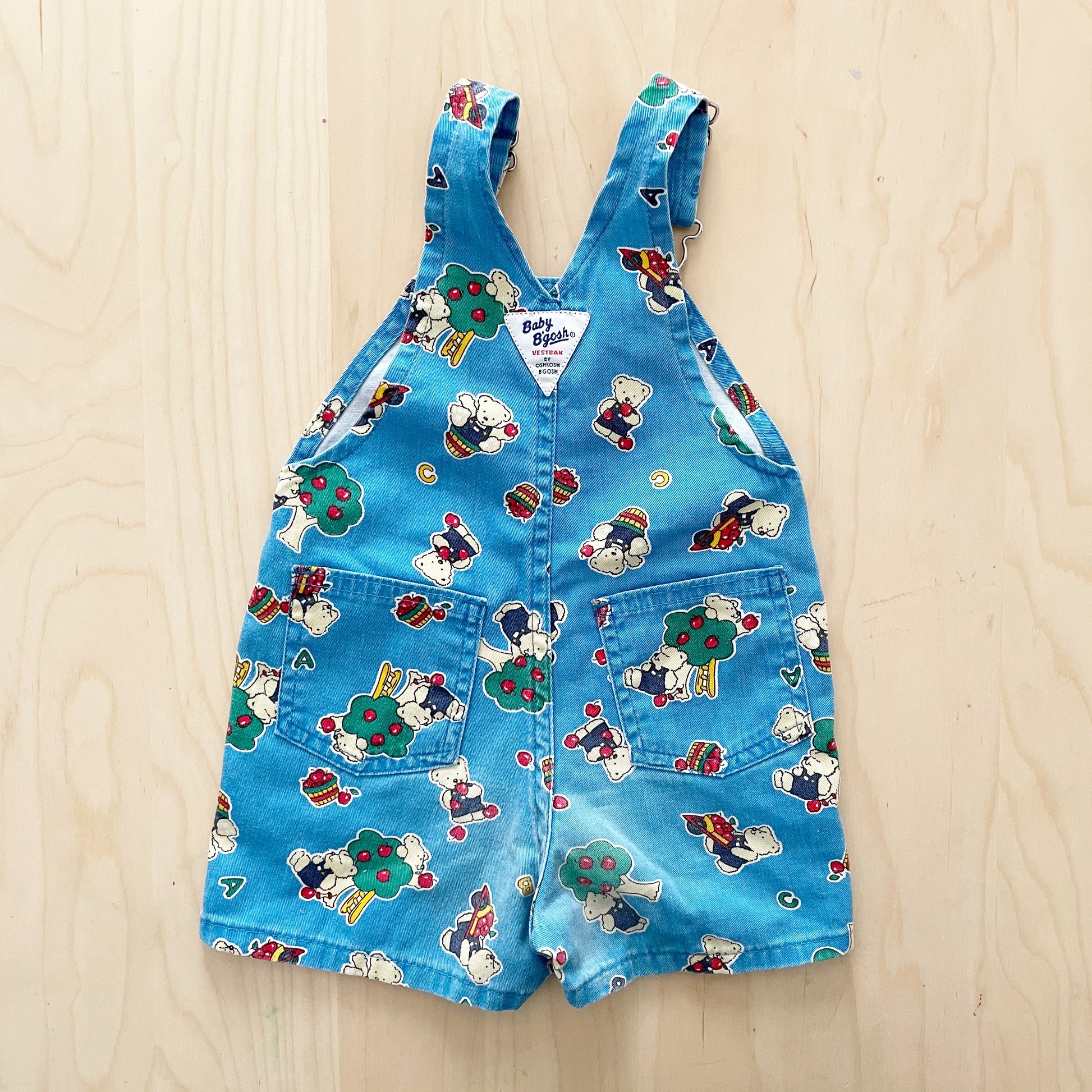 Baby B’gosh Bear Apple Tree Shortalls - Yellow Clover Vintage Kids Clothes