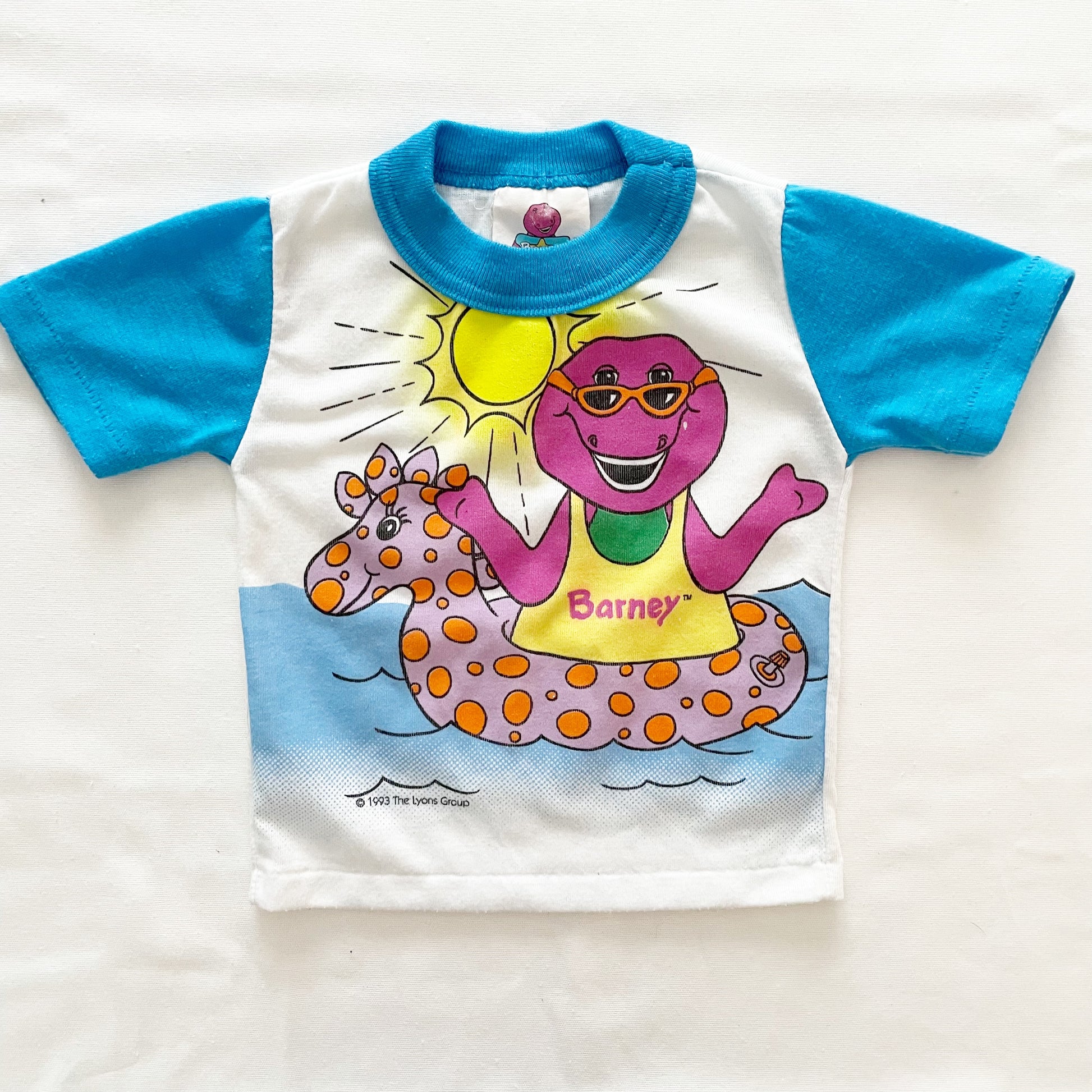 Vintage Barney Pool Float Kids PJ Top 